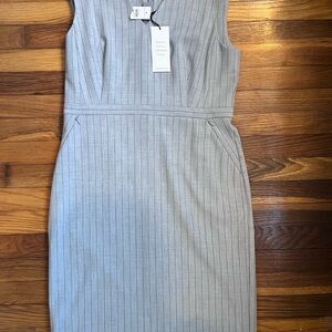 Ann Taylor Gray Pinstripe Midi Dress